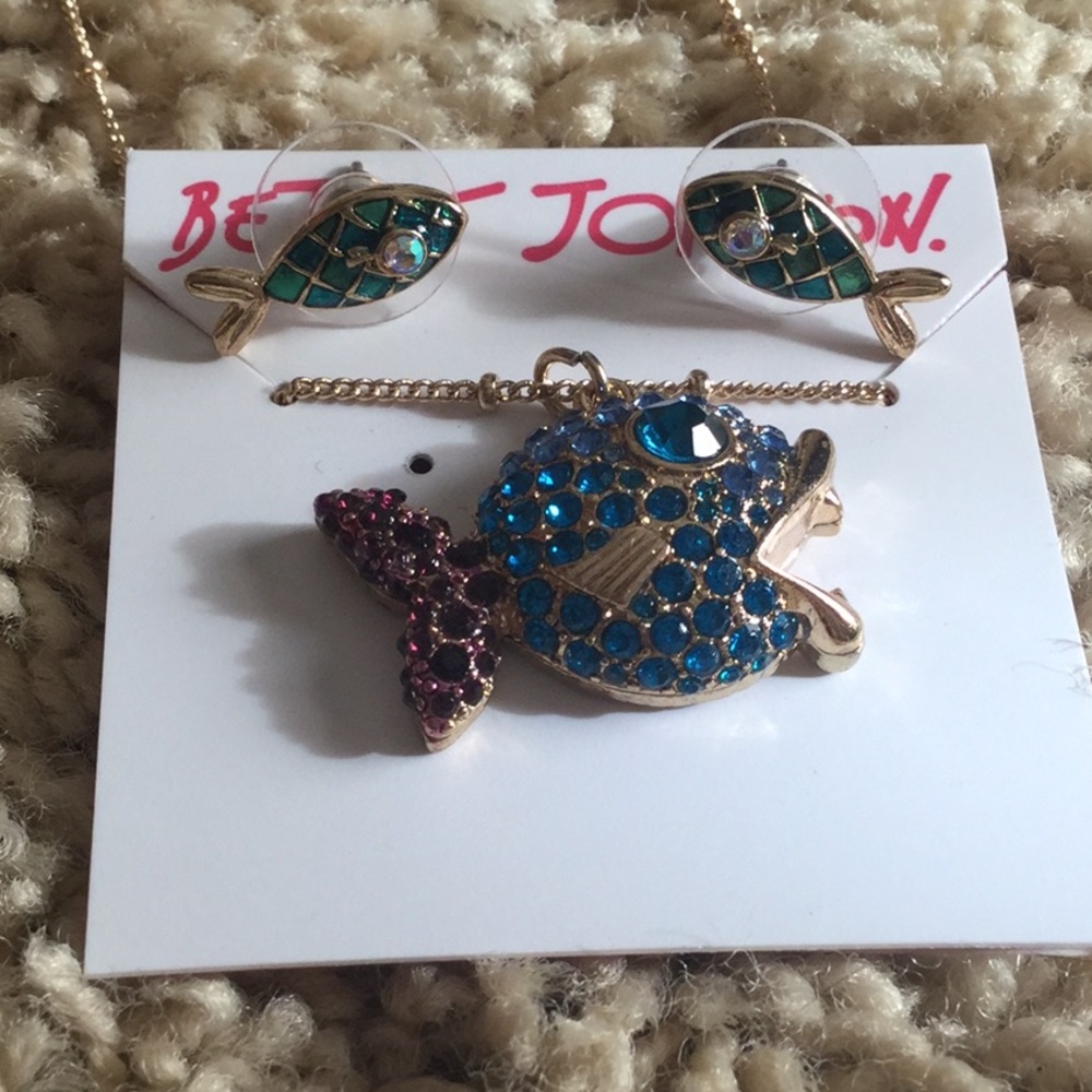 Brand new Betsy Johnson Fish necklace and earrings